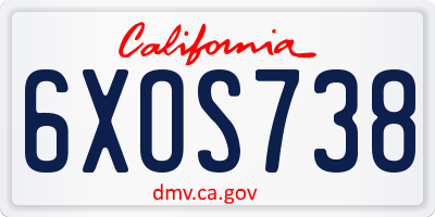 CA license plate 6XOS738