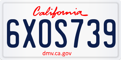 CA license plate 6XOS739