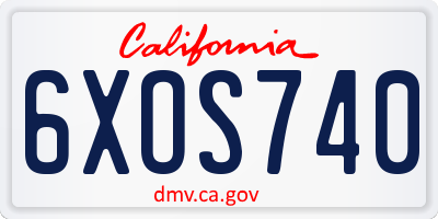 CA license plate 6XOS740