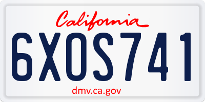 CA license plate 6XOS741