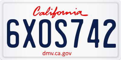 CA license plate 6XOS742