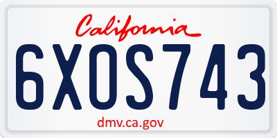 CA license plate 6XOS743