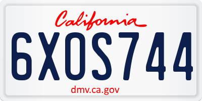 CA license plate 6XOS744
