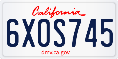 CA license plate 6XOS745