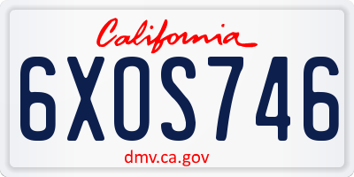 CA license plate 6XOS746