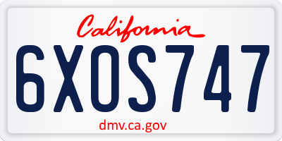 CA license plate 6XOS747