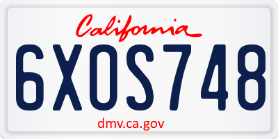 CA license plate 6XOS748