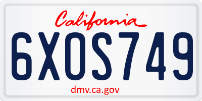 CA license plate 6XOS749