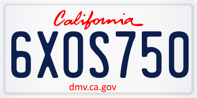 CA license plate 6XOS750