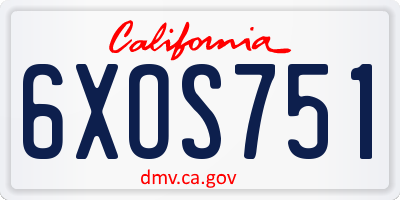CA license plate 6XOS751