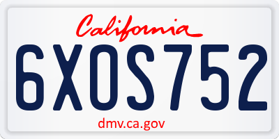 CA license plate 6XOS752