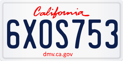 CA license plate 6XOS753