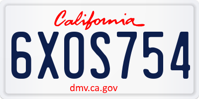 CA license plate 6XOS754