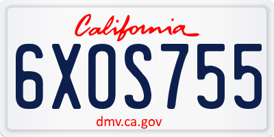 CA license plate 6XOS755