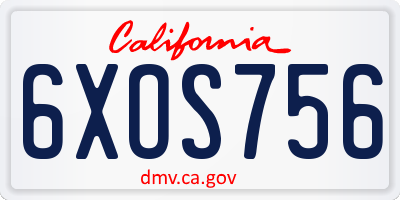 CA license plate 6XOS756