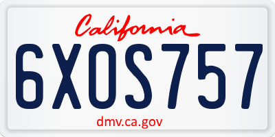 CA license plate 6XOS757