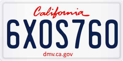 CA license plate 6XOS760