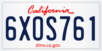 CA license plate 6XOS761