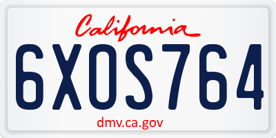 CA license plate 6XOS764