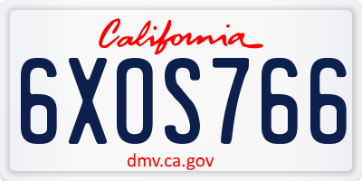 CA license plate 6XOS766