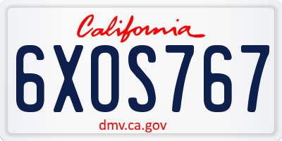 CA license plate 6XOS767