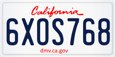 CA license plate 6XOS768