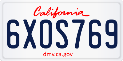 CA license plate 6XOS769