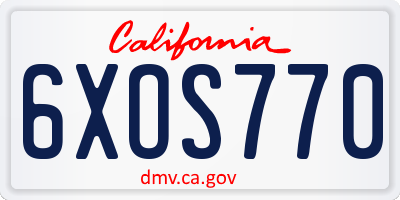 CA license plate 6XOS770