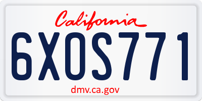 CA license plate 6XOS771