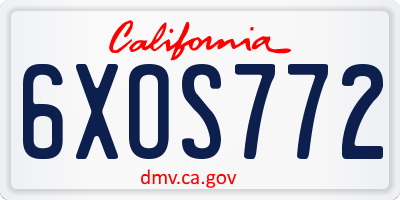 CA license plate 6XOS772