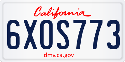 CA license plate 6XOS773