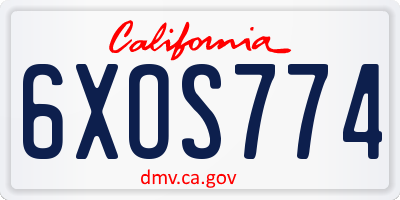CA license plate 6XOS774