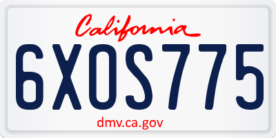 CA license plate 6XOS775