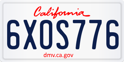 CA license plate 6XOS776