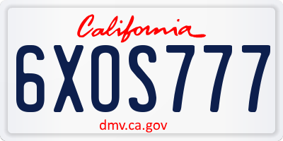 CA license plate 6XOS777