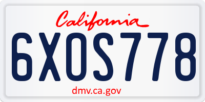 CA license plate 6XOS778