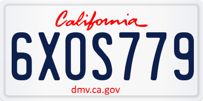 CA license plate 6XOS779