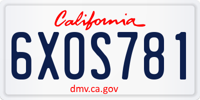 CA license plate 6XOS781