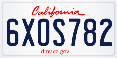 CA license plate 6XOS782