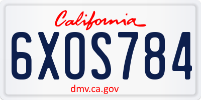 CA license plate 6XOS784