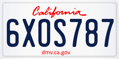 CA license plate 6XOS787
