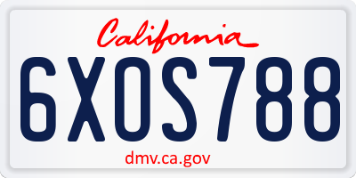 CA license plate 6XOS788
