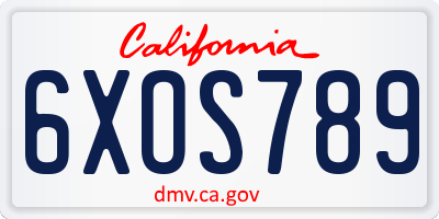 CA license plate 6XOS789