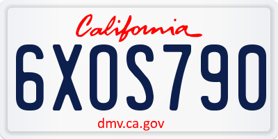 CA license plate 6XOS790