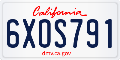 CA license plate 6XOS791