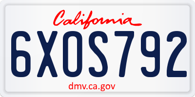 CA license plate 6XOS792