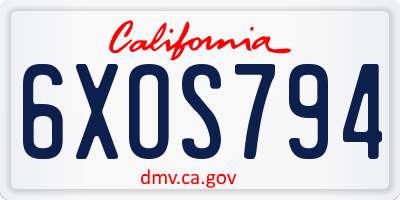CA license plate 6XOS794