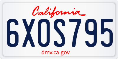 CA license plate 6XOS795
