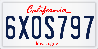 CA license plate 6XOS797