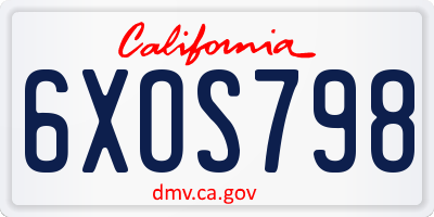CA license plate 6XOS798